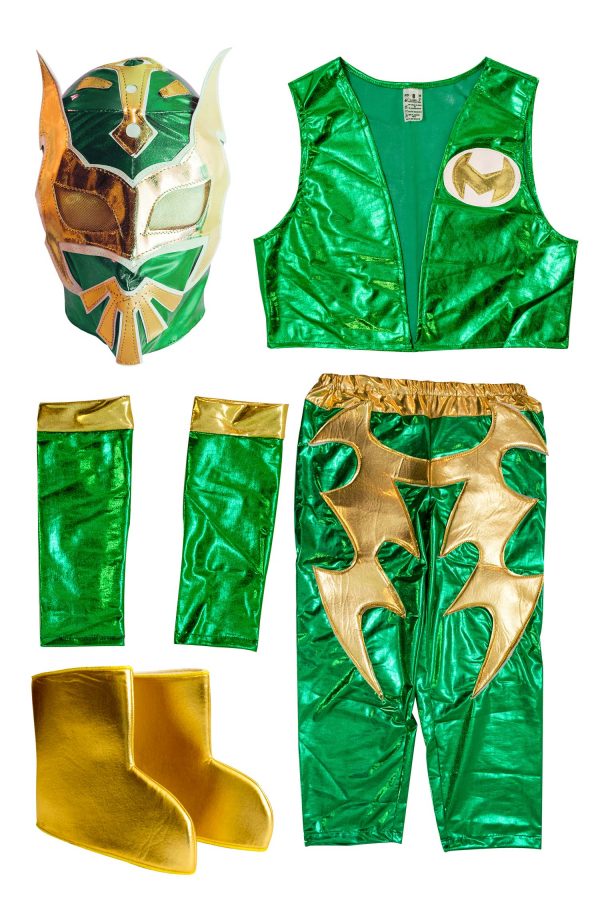 Sin Cara Green Kid Costume Lycra Pants mask and vest