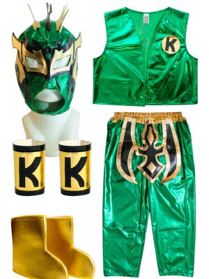 Kalisto Green Kid Costume Lycra Pants mask and vest